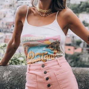 Spell White Positano Graphic Tank Top